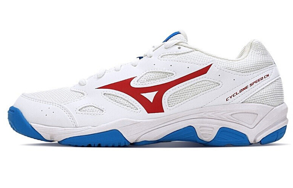 Mizuno Cyclone Speed CN non-slip breathable low-top badminton training shoes for men and women the same style white blue red