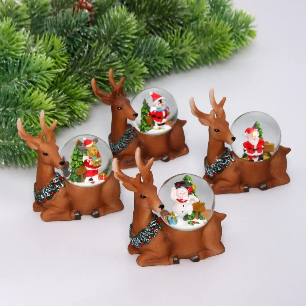 Сувенир новогодний «Снежный шар - Зимний праздник» d-4,5 см (подст.7*8,5 см), микс