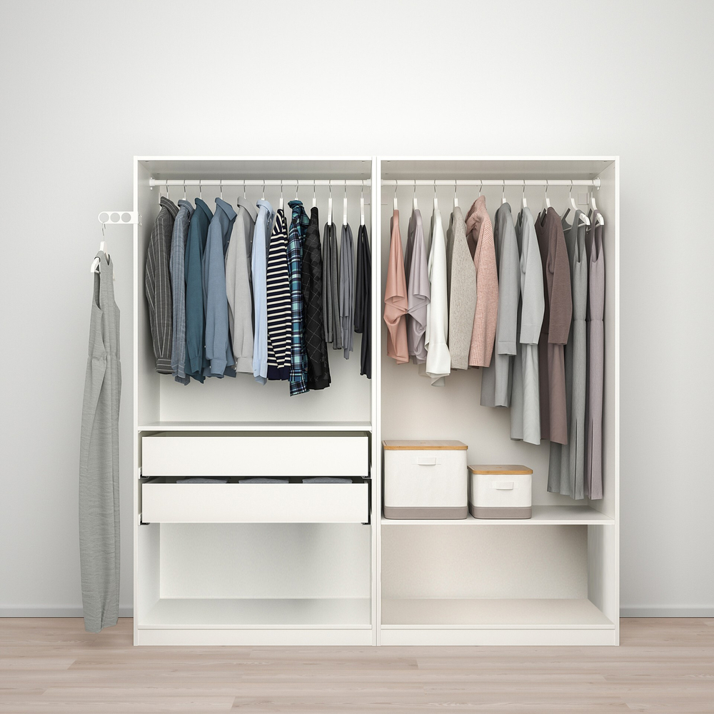 Распашной шкаф PAX TYSSEDAL IKEA четырехсекционный (с зеркалом) (белый)  220*45*260