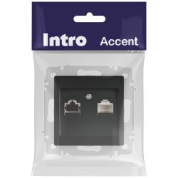 Розетка Intro Accent 6-303-05 информационная RJ45, IP20, СУ, антрацит