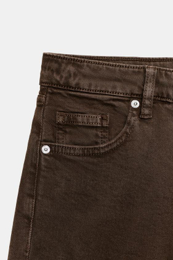 ZARA ДЖИНСЫ TRF CROPPED FLARE С ВЫСОКОЙ ПОСАДКОЙ, КОРИЧНЕВЫЙ