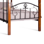 Кровать BOLERO двухярусная- дерево гевея/металл, 90*200 см (bunk bed), красный дуб/черный