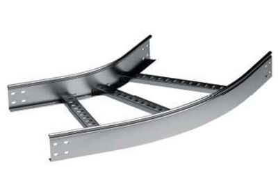 Угол горизонтальный 45 градусов 100x500 R-600 в комплекте с крепежными элементами и соединительными пластинами, необходимыми для монтажа