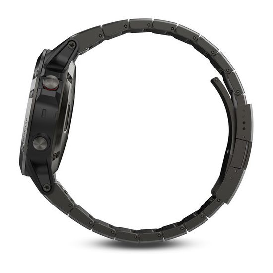 Умные мужские спортивные часы Garmin Fenix 5 Sapphire - серые с металлическим браслетом 010-01688-21