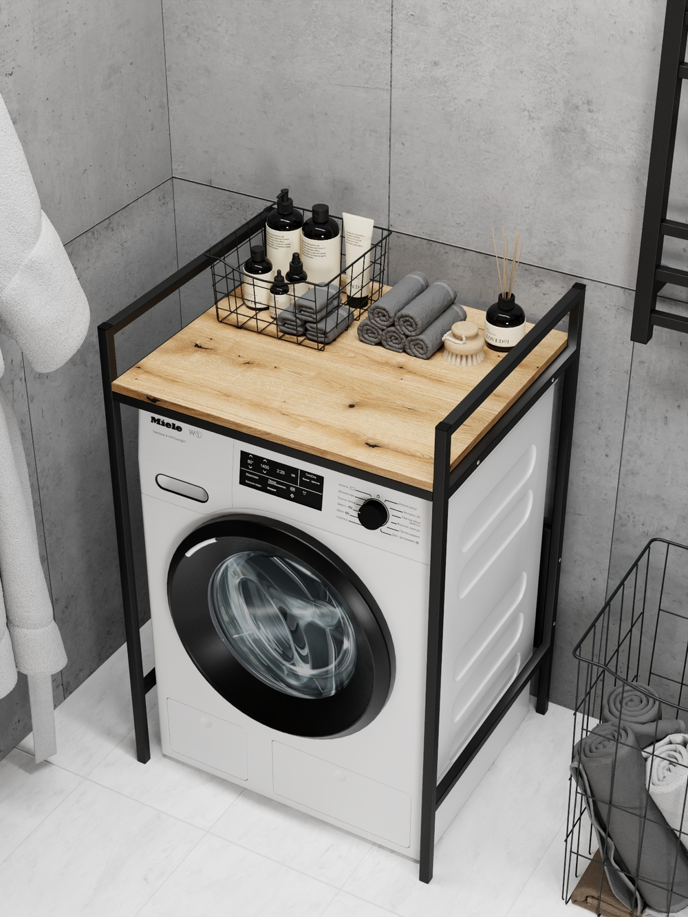 Стеллаж в ванную для стиральной машинки AQUA