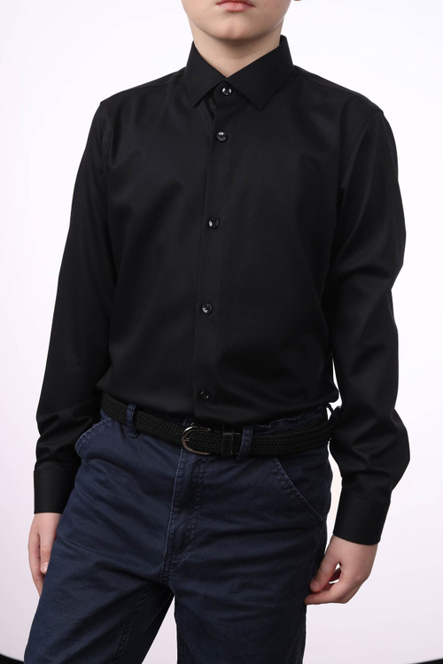 Сорочка подростковая VESTER длинный рукав, цвет черный, бамбук/пэ/эл