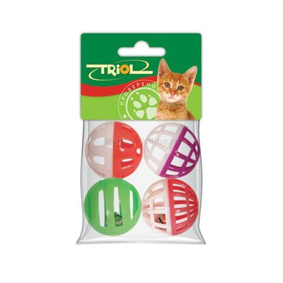 Набор игрушек для кошек "Активная игра 9" (мяч d35мм, мышь 85мм, барабан 40мм), Triol