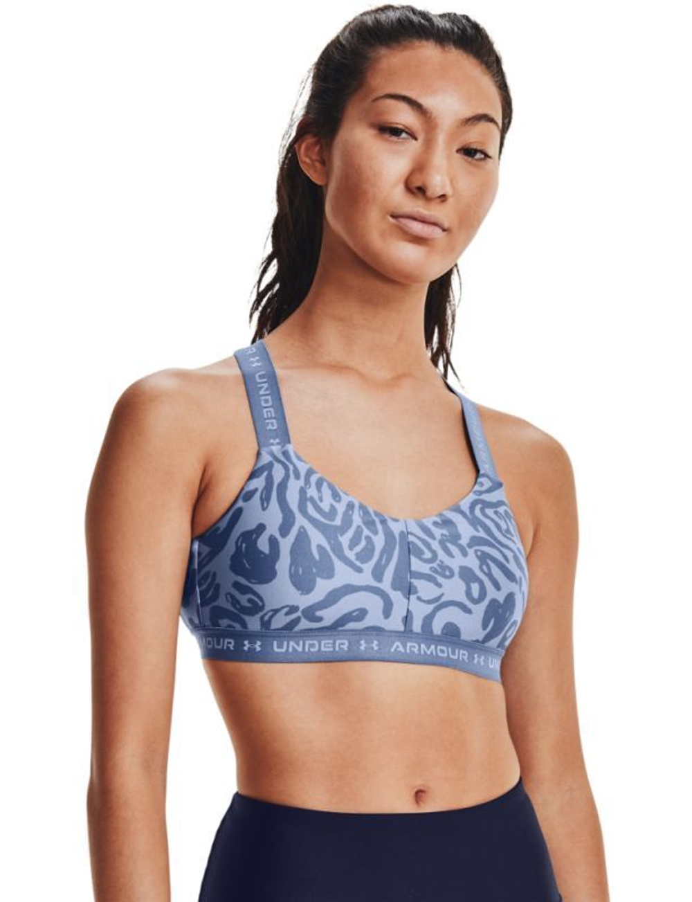 ТОП теннисный Under Armour Crossback Low Print Sports Bra - mineral blue