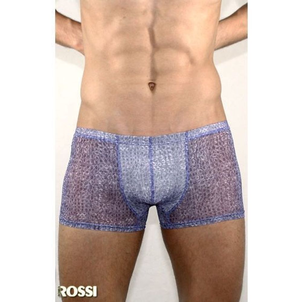 Мужские трусы боксеры прозрачные фиолетовые с рисунком змеиной чешуи Romeo Rossi Snake Purple Boxer 1RR00216