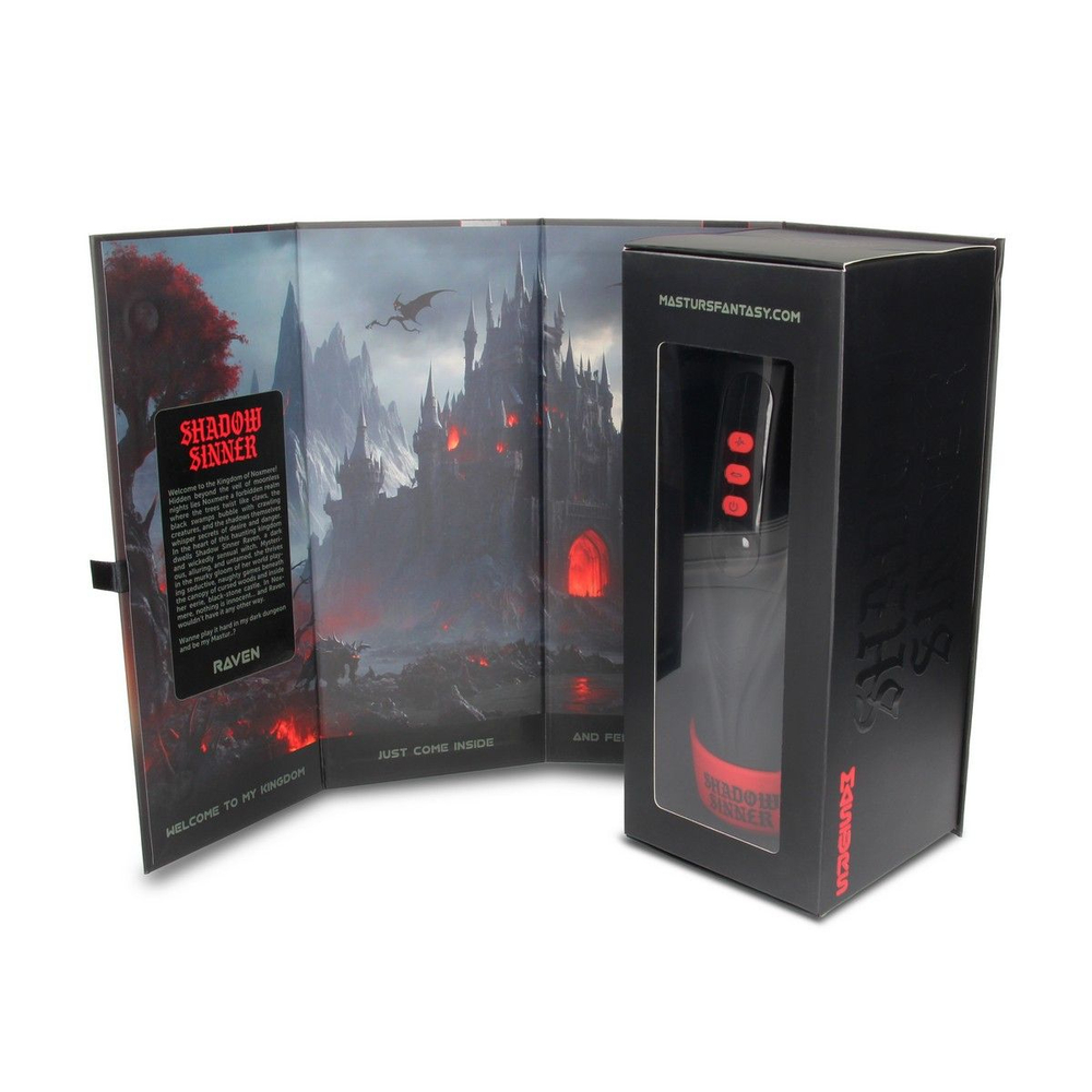 Интерактивный мастурбатор Raven с вакуумом, вибрацией и подсветкой (Цвет: черный)