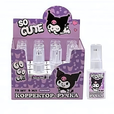 Корректор-ручка Kuromi 6 мл, с металлическим наконечником, в дисплее (Центрум)