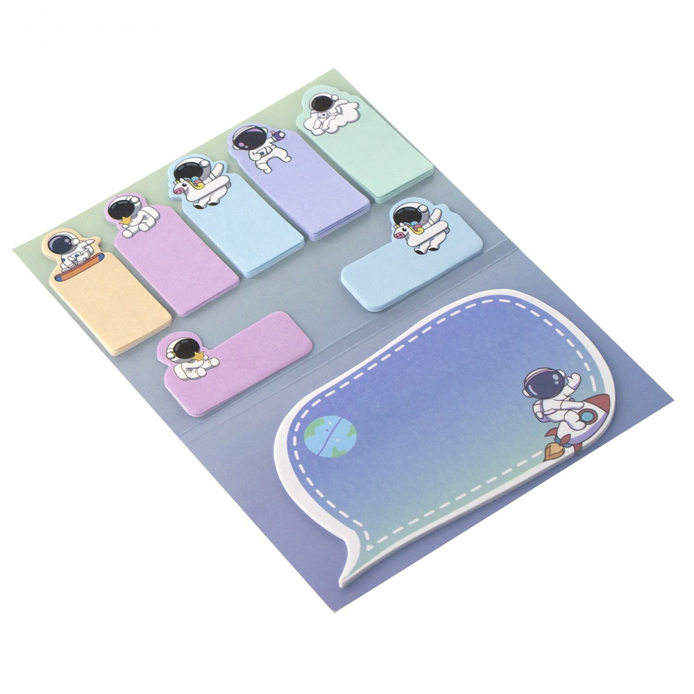 Набор блоков для записей с клеевым краем, Alingar, 1 шт - 80*115 мм, 5 шт - 25*60 мм, 2 шт - 35*50 мм, по 15 л., "Astronaut" (космонавт), европодвес