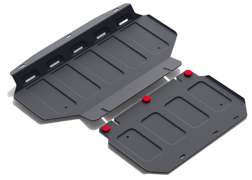 Защита картера АвтоБроня для Kia Mohave (V - все) 2008-2017, штампованная, сталь 1.8 мм, 2 части, с крепежом, 111.02839.1