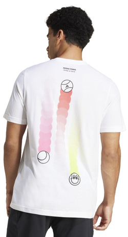 Мужская теннисная футболка Adidas Melbourne Tennis 3-Ball Graphic - белый