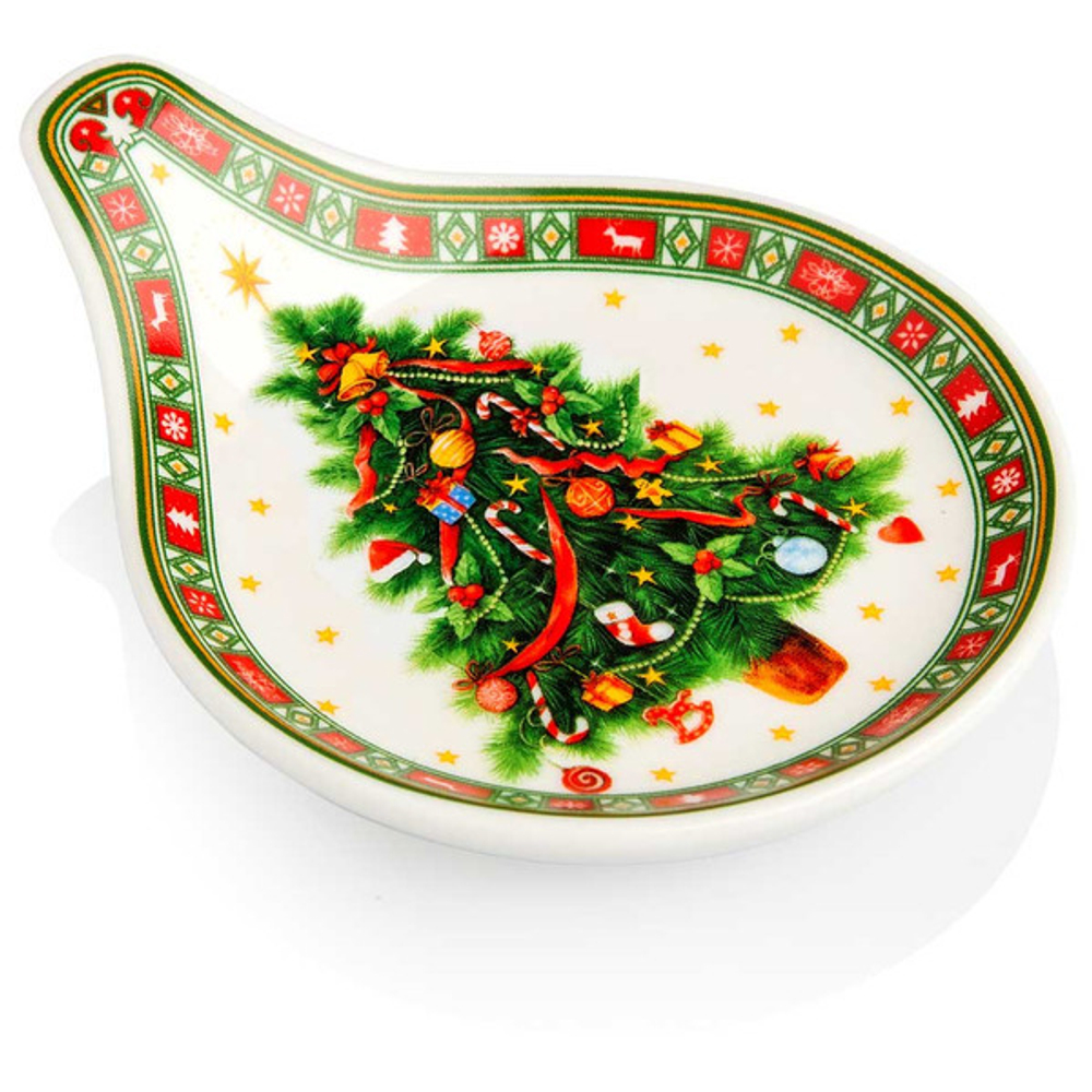 Набор из 4 блюдец для чайных пакетиков 8см Новый год Lamart