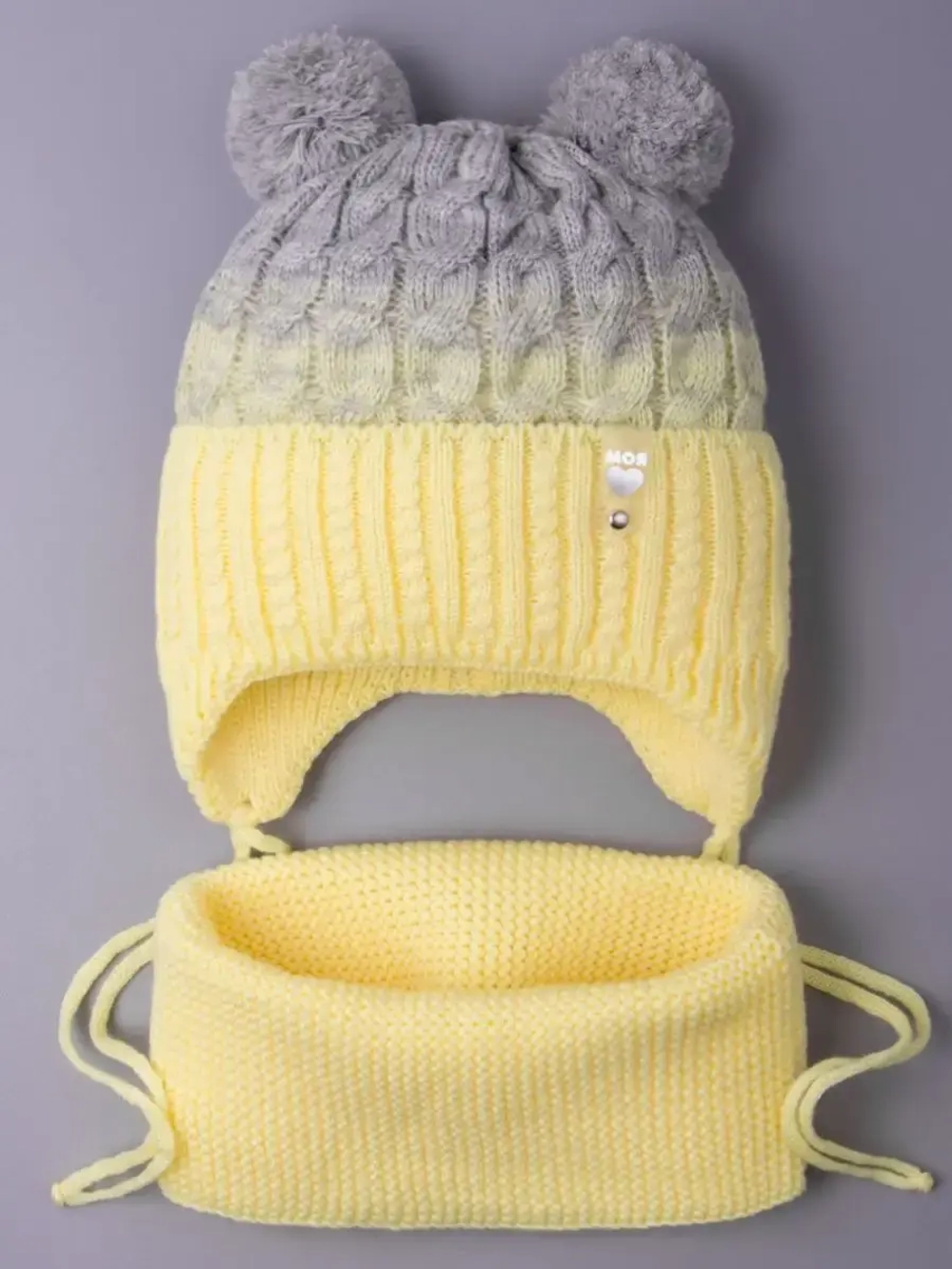 Шапка для девочки осенняя вязаная и снуд