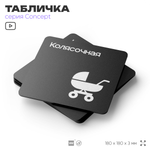 Табличка Колясочная, на дверь и стену, информационная и навигационная, серия CONCEPT, 18х18 см, пластиковая, Айдентика Технолоджи