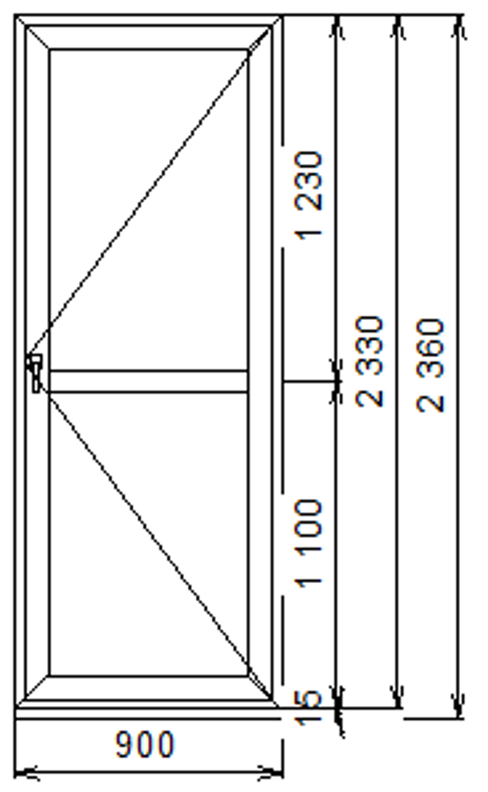 Дверь из ПВХ 2330 х 900