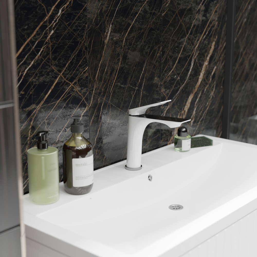 Смеситель для раковины 30k MIXLINE ML41-04 "Swan White" БЕЛЫЙ/ХРОМ