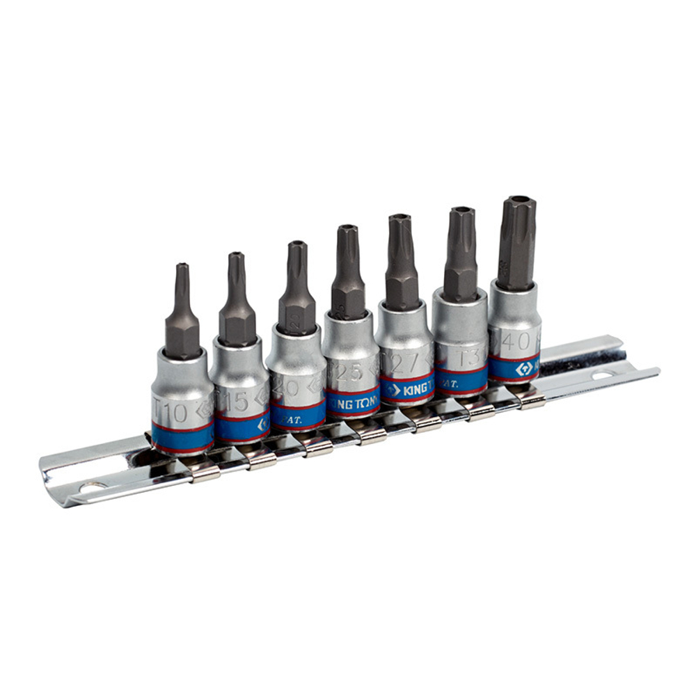 Набор торцевых насадок 1/4&quot;, TORX с отверстием, Т10-Т40, 7 предметов KING TONY 2107PR
