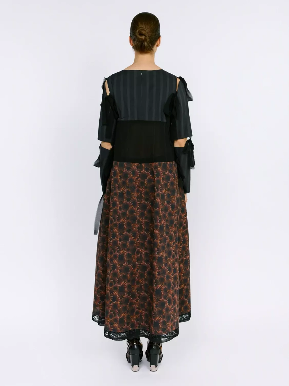 Платье из принтованной ткани со съемными рукавами OLA OLA