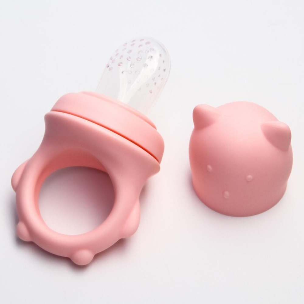 5504364 Ниблер для прикорма «Мишка» с силиконовой сеточкой, цвет розовый