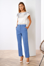 3819 Брюки женские (дымчато-синий)