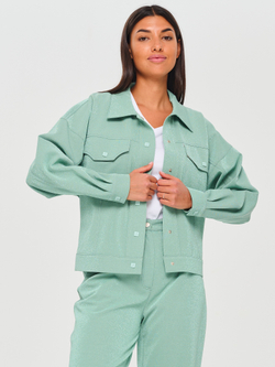 Комплект: бомбер и брюки бананы мятный