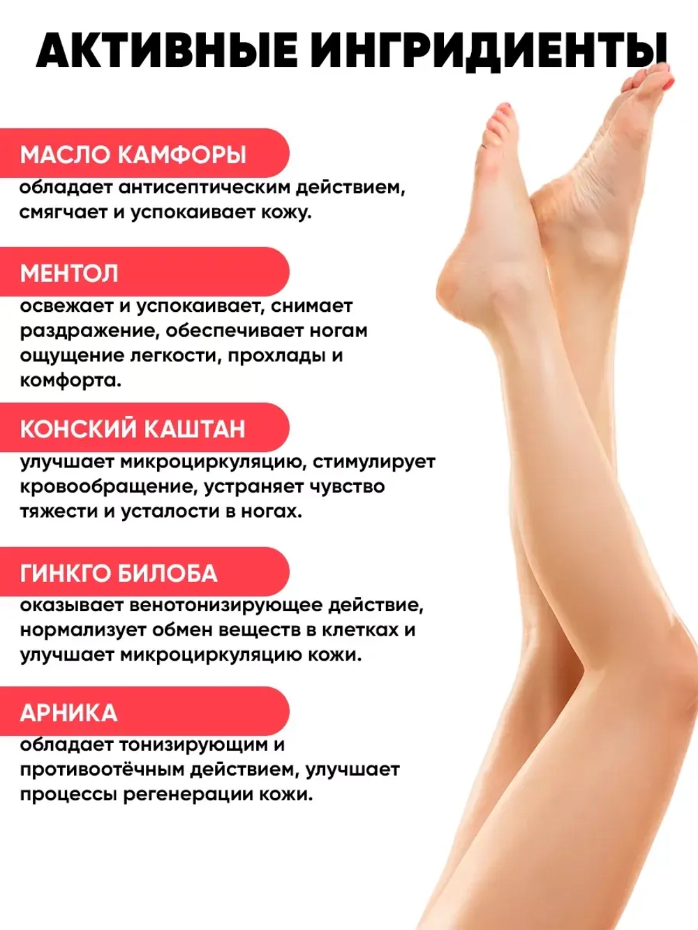Тонизирующий охлаждающий гель для ног венотоник 2 шт