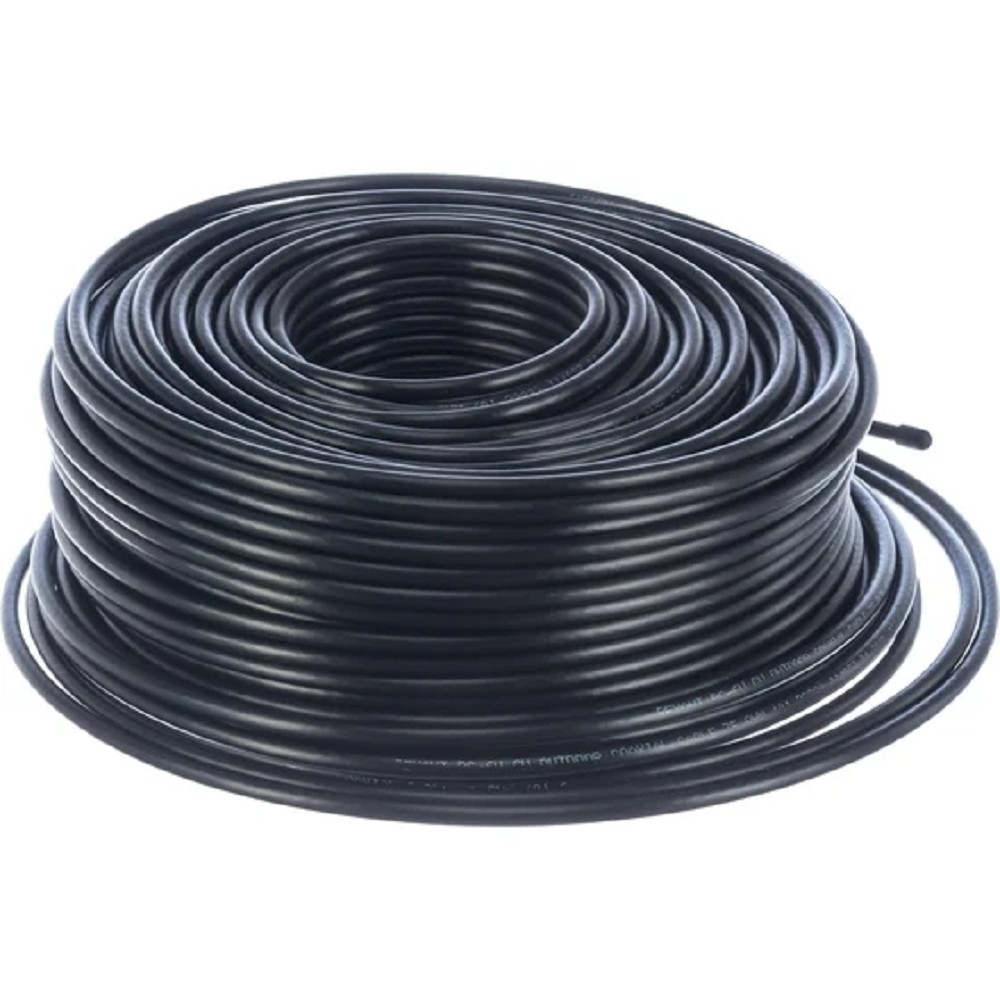 Rexant (01-2222) Кабель коаксиальный RG-6U, 75Ом, Cu/Al/Cu, 64%, 100м, OUTDOOR, черный