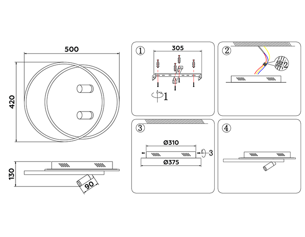 Ambrella Настенно-потолочный светодиодный светильник с пультом LineTech FL5137