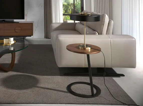 Приставной столик 2115/MH1613 из ореха и черной стали