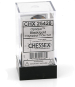 Chessex 7-dice set Opaque Black/Gold
