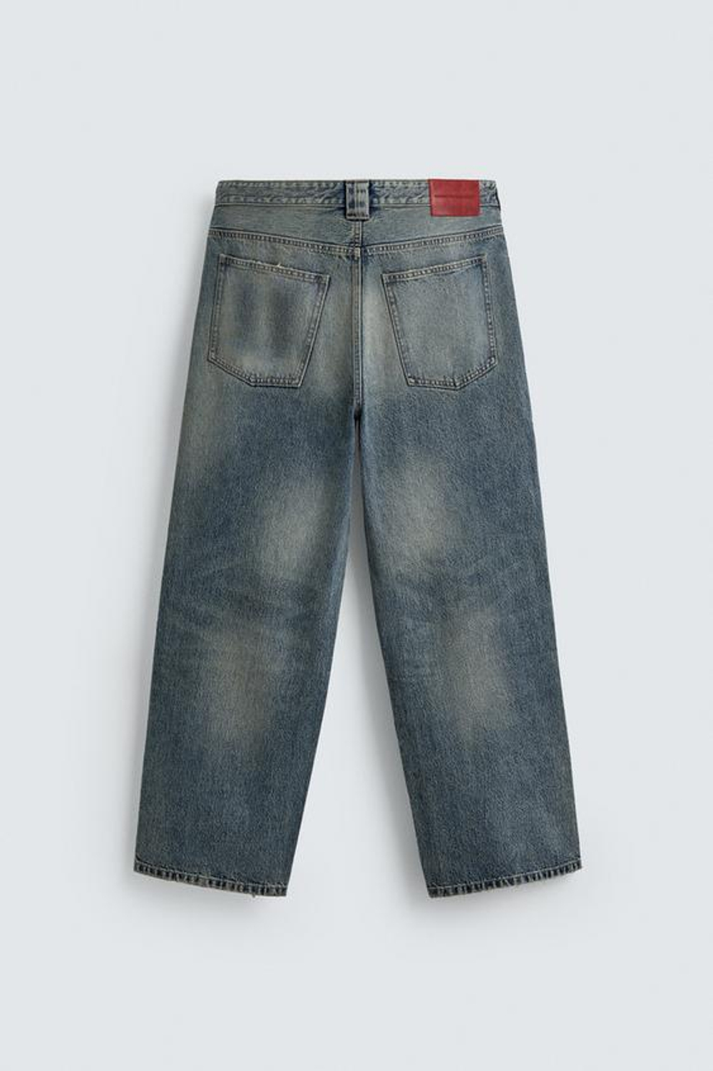 ZARA ДЖИНСЫ RELAXED FIT С ВЫШИВКОЙ NFL MIAMI DOLPHINS, ВЫЦВЕТШИЙ СИНИЙ