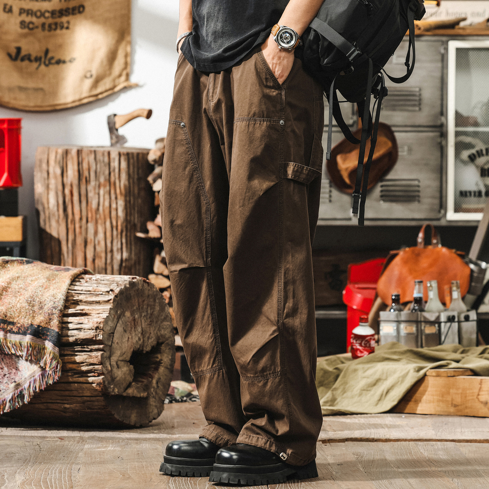 Мужские брюки рабочая одежда Maillard в стиле ретро,летние модные свободные широкие брюки, дышащие прямые повседневные брюки, мужские длинные брюки