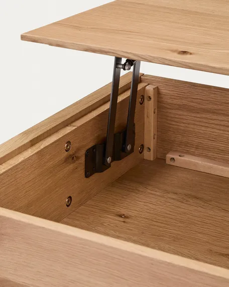 Подъемный журнальный столик Alguema из дубового шпона с натуральной отделкой 120 x 60 см