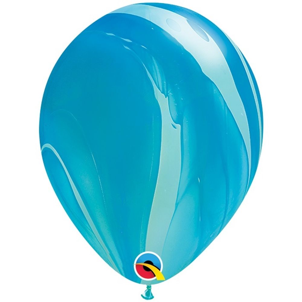 Воздушные шары Qualatex с рисунком Супер Агат Blue, 5 шт. размер 11&quot; #1108-0341