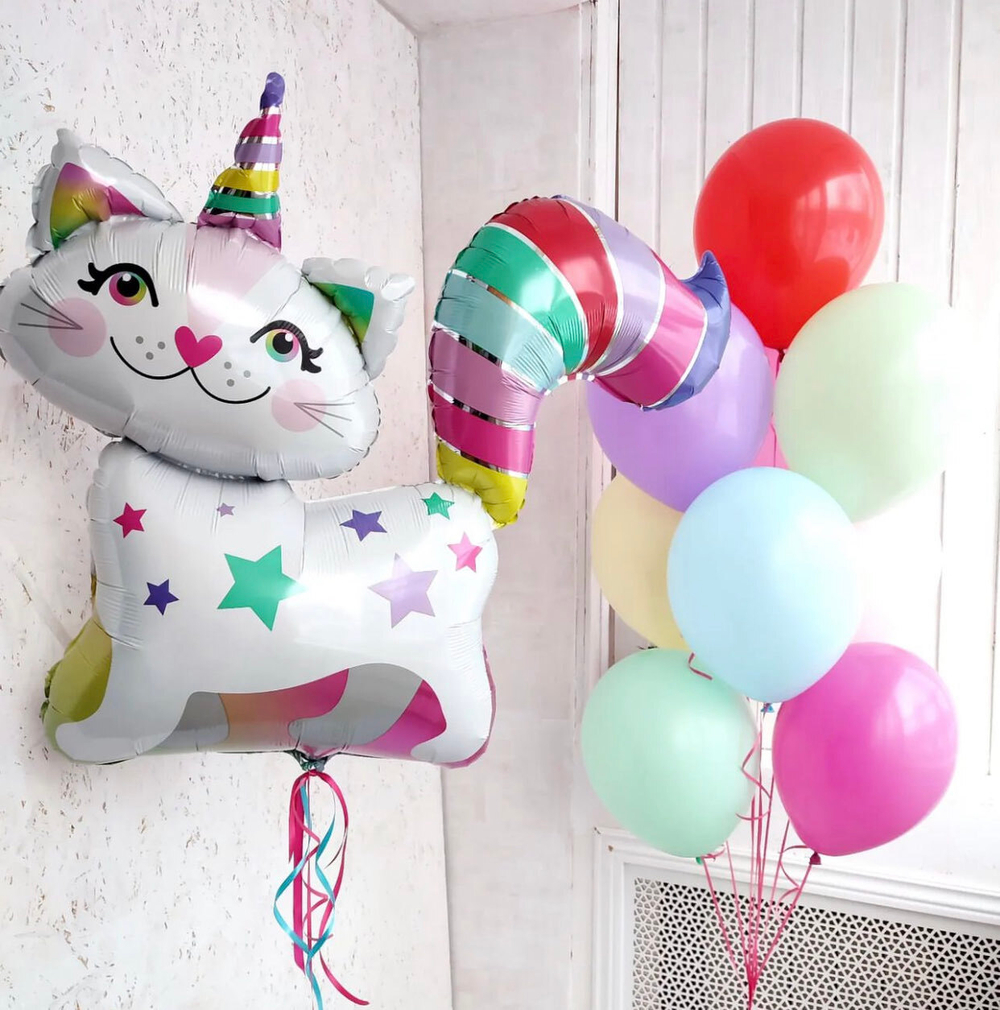 Фольгированный шар-фигура «Кошка-Единорог», 79 см