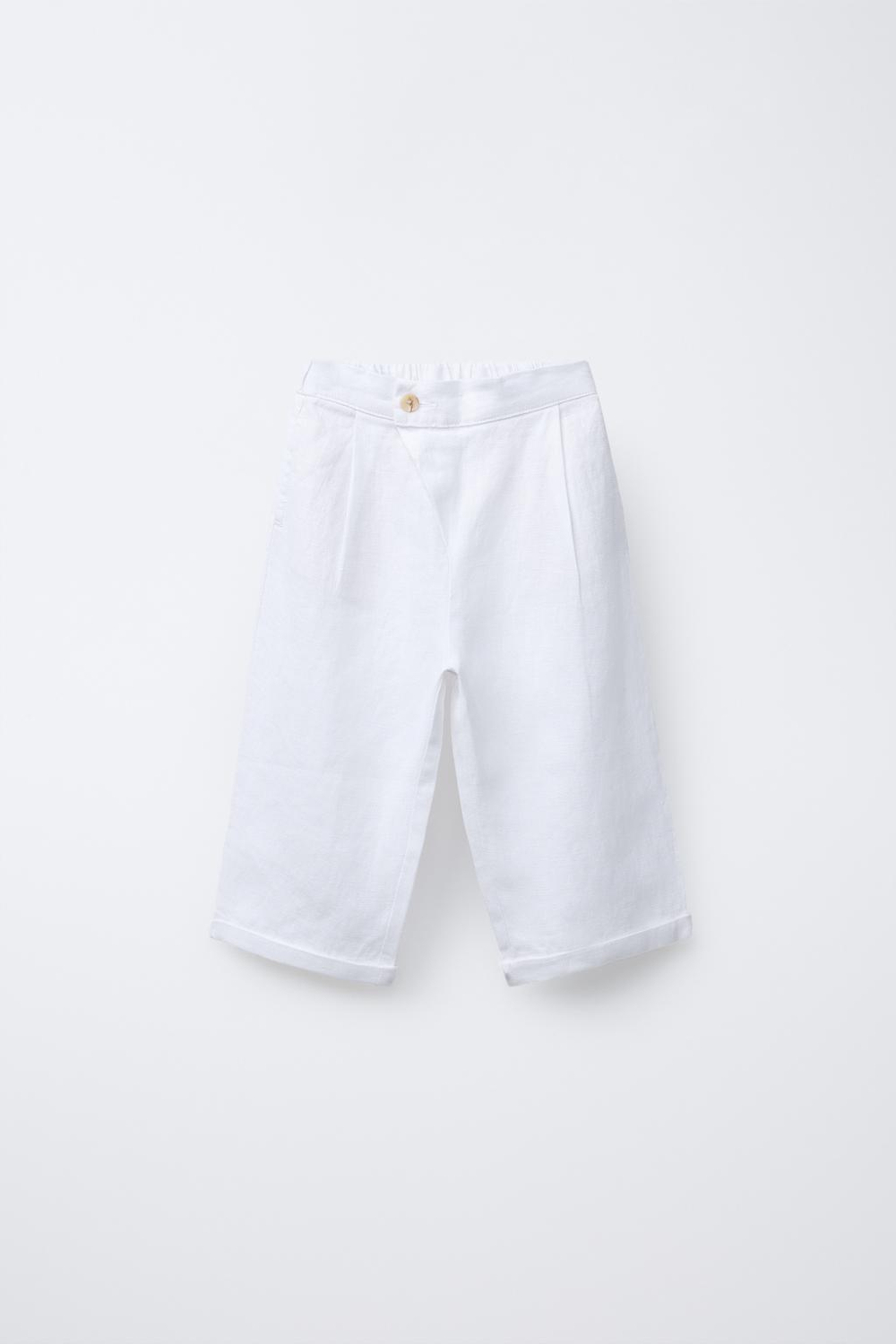 ZARA БРЮКИ ИЗ 100% ЛЬНА С ЗАПАХОМ, БЕЛЫЙ