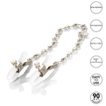 Регулируемые зажимы на соски с кристаллами Nipple Play Crystal Chain Nipple Clamps (Цвет: серебряный с белым)