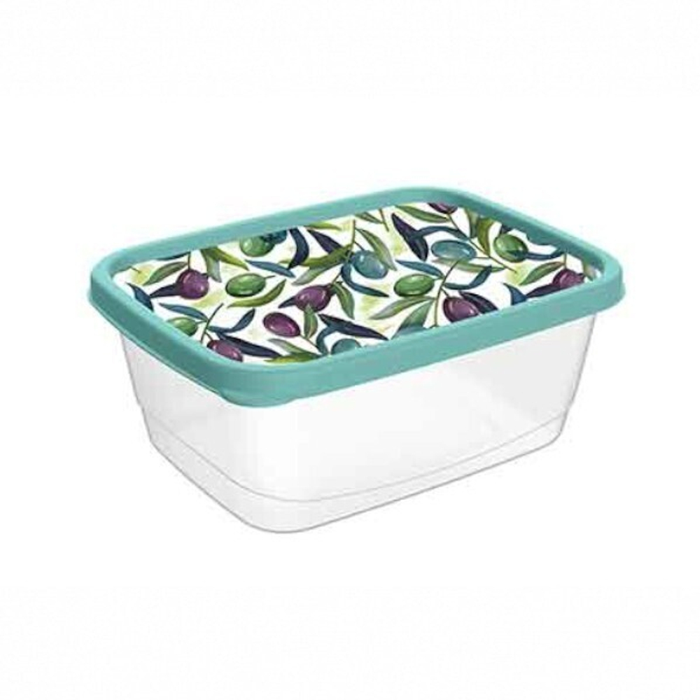Контейнер для продуктов прямоугольный 0,85л с декором (зеленый)
