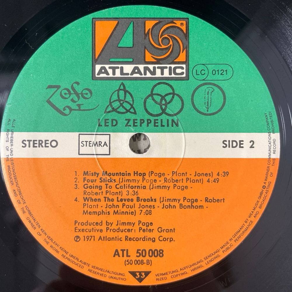 Винтажная виниловая пластинка LP Led Zeppelin IV (Германия 1976)