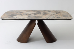 Стол CALDERON 180 TL-137  матовый, испанская керамика / брашированный каркас, цвет медный, ®DISAUR