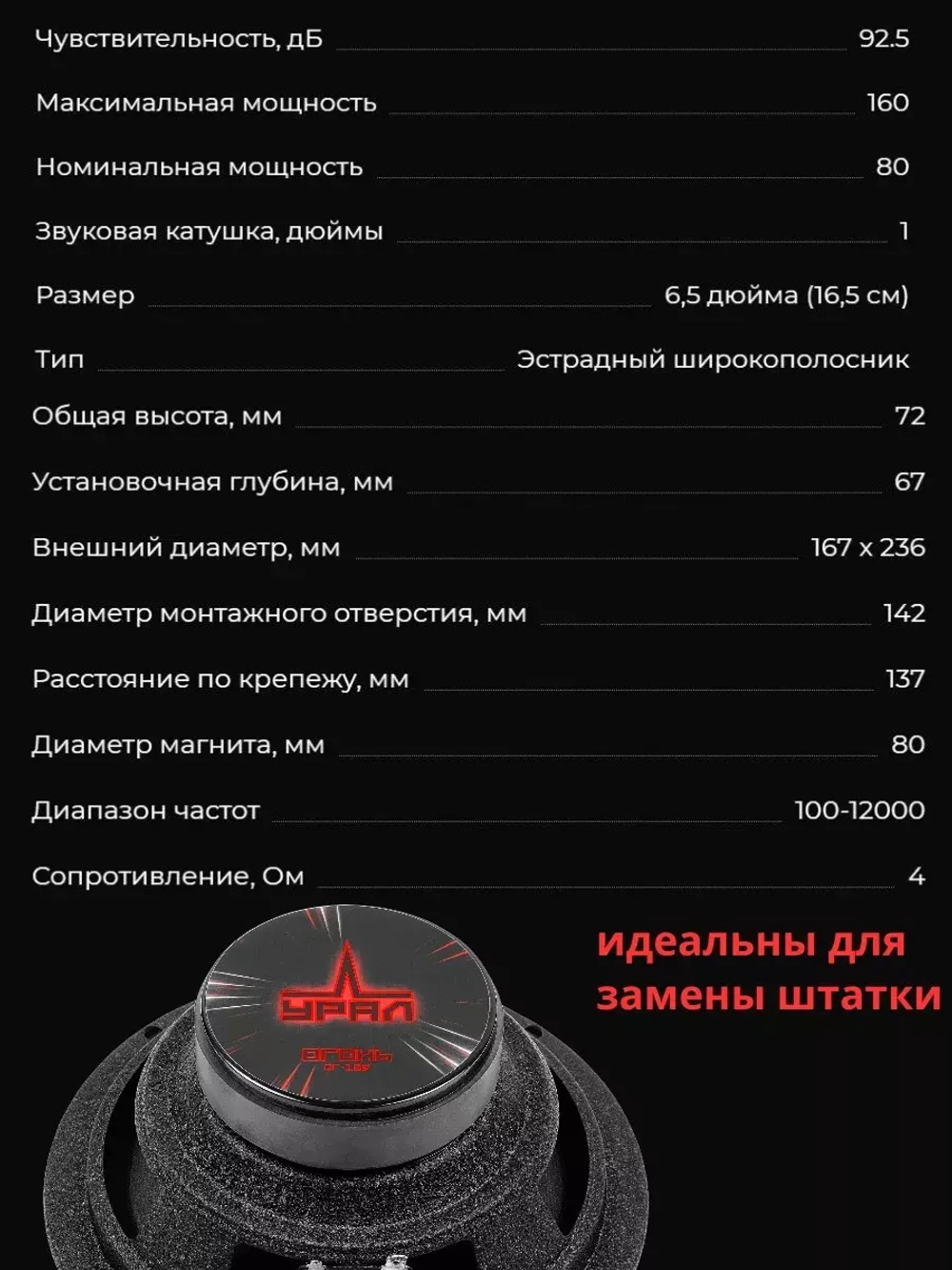 динамики автомобильные Урал ОГ-165 16 см ()