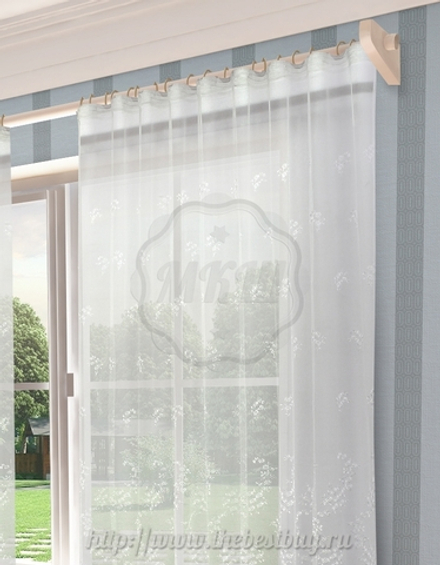 Тюль  с вышивкой: Надия (S219-1) - (300х280)х2 см. - белый