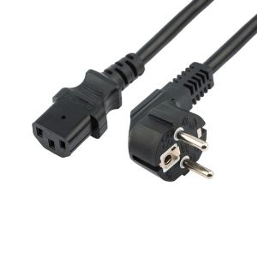 Шнур сетевой, вилка угловая СЕЕ 7/7(Schuko) - разъем IEC 320 C13, кабель 3x0,75 мм², длина 3 метра (