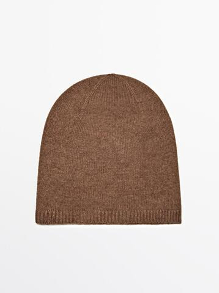 Massimo Dutti Шапка бини из тонкого трикотажа, коричневый