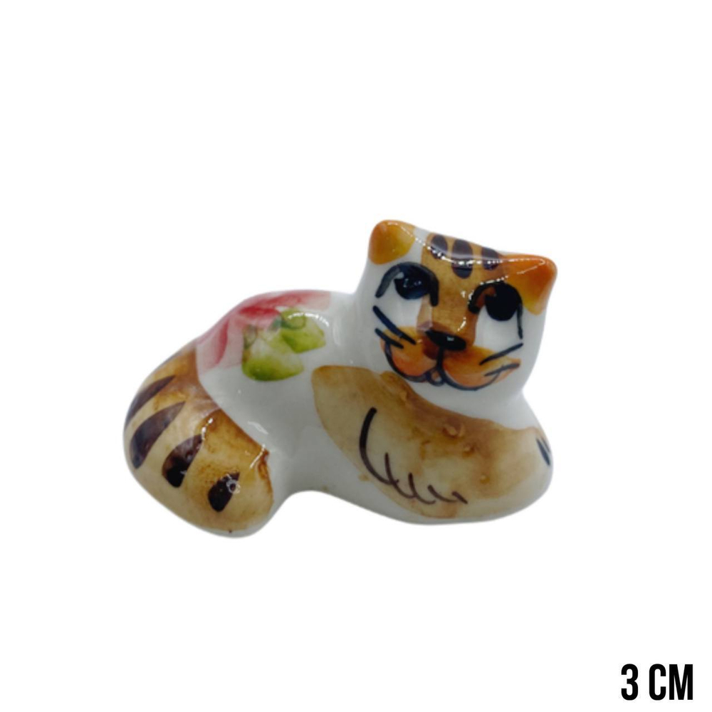 Фигурка Кошка малая цветная гжель