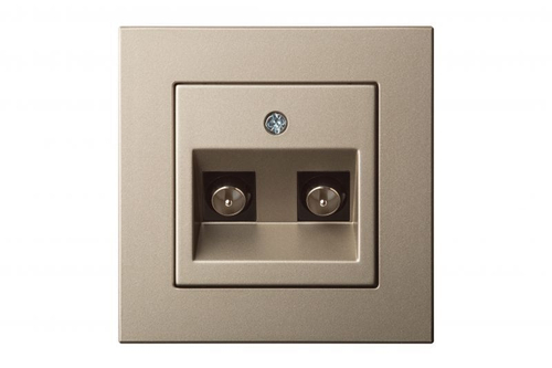 Розетка Телевизионная Двойная Оконечная (TV) F-разъем Шампань LIREGUS EPSILON