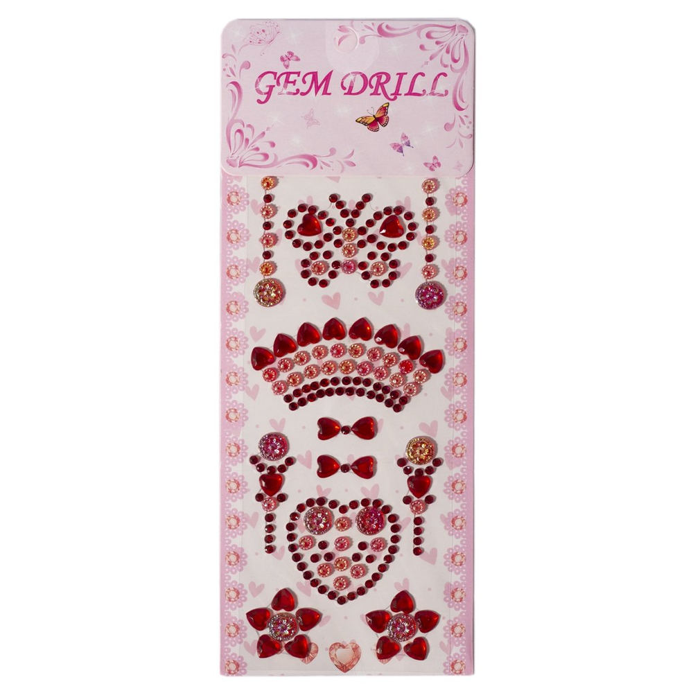 Наклейки-стразы Alingar, акриловые, "Весенний декор", бабочки, сердечки, цветы, пакет с европодвесом